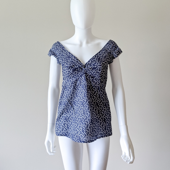 J Crew Polka Dot Off Shoulder Top - Picture 1 of 5